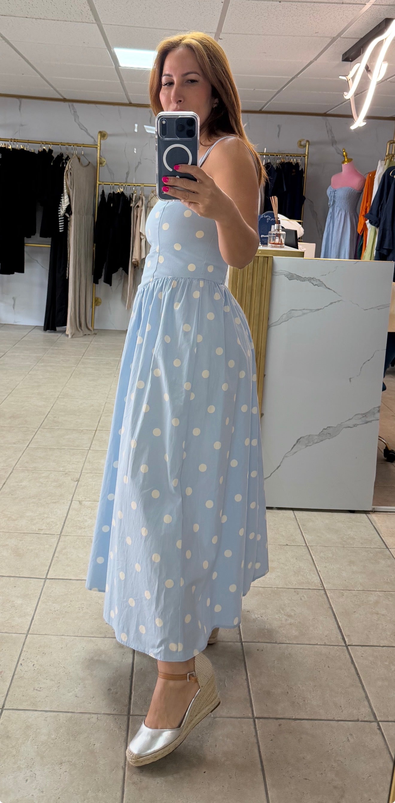 ✨ Sky Blue Polka Dot Elegance Maxi Dress-Maxi Dress-Azure Boutique