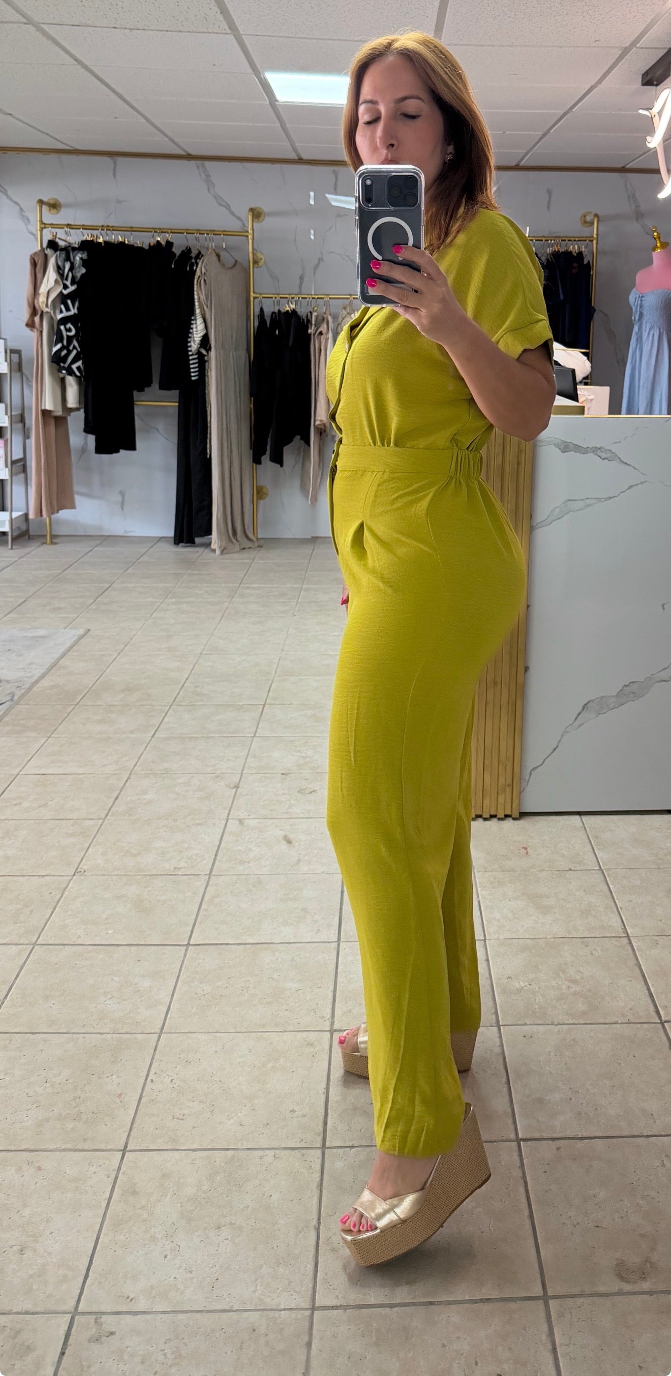 Lime Luxe Wide-Leg Jumpsuit-Jumpsuit-Azure Boutique