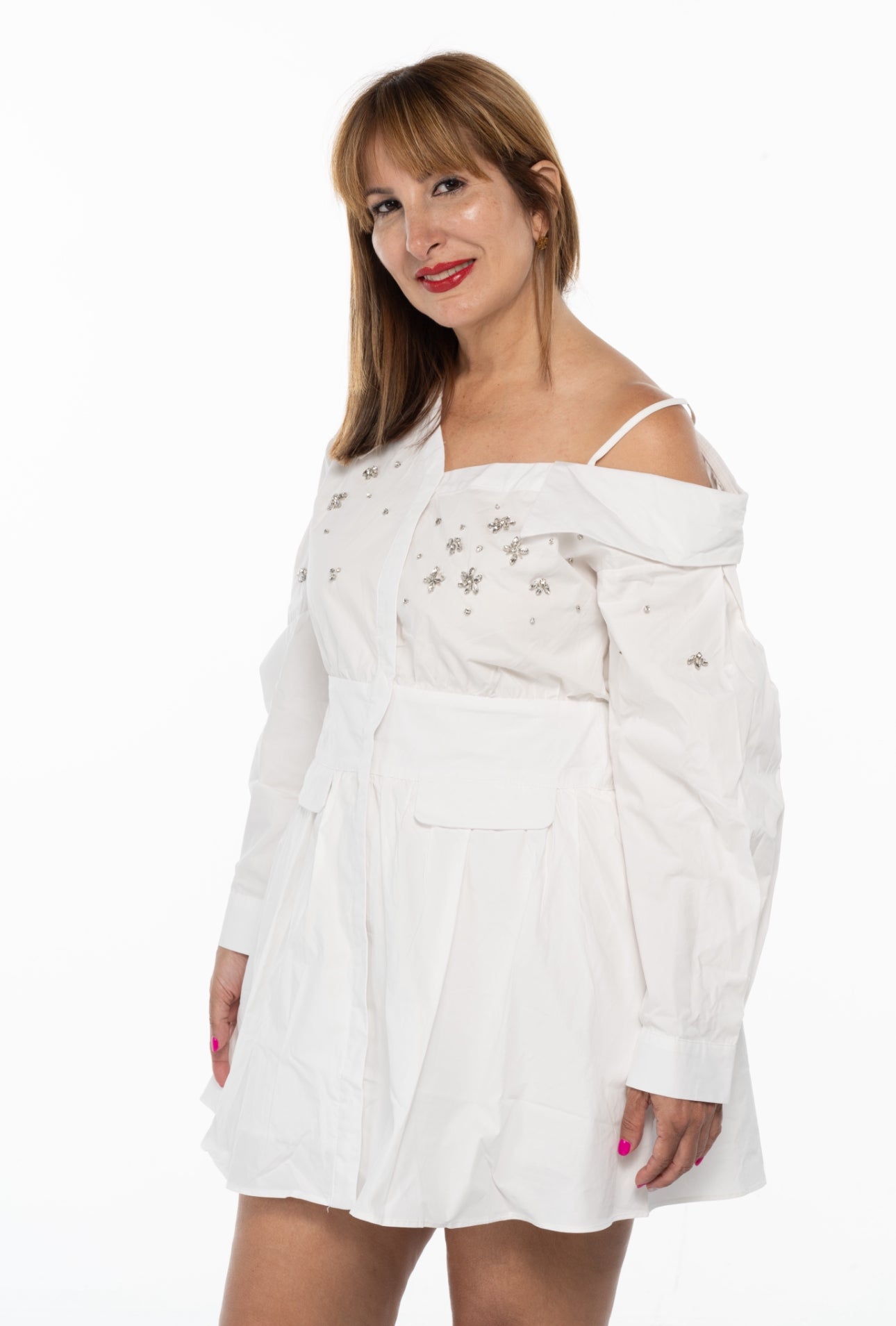 White Rhinestone Dress