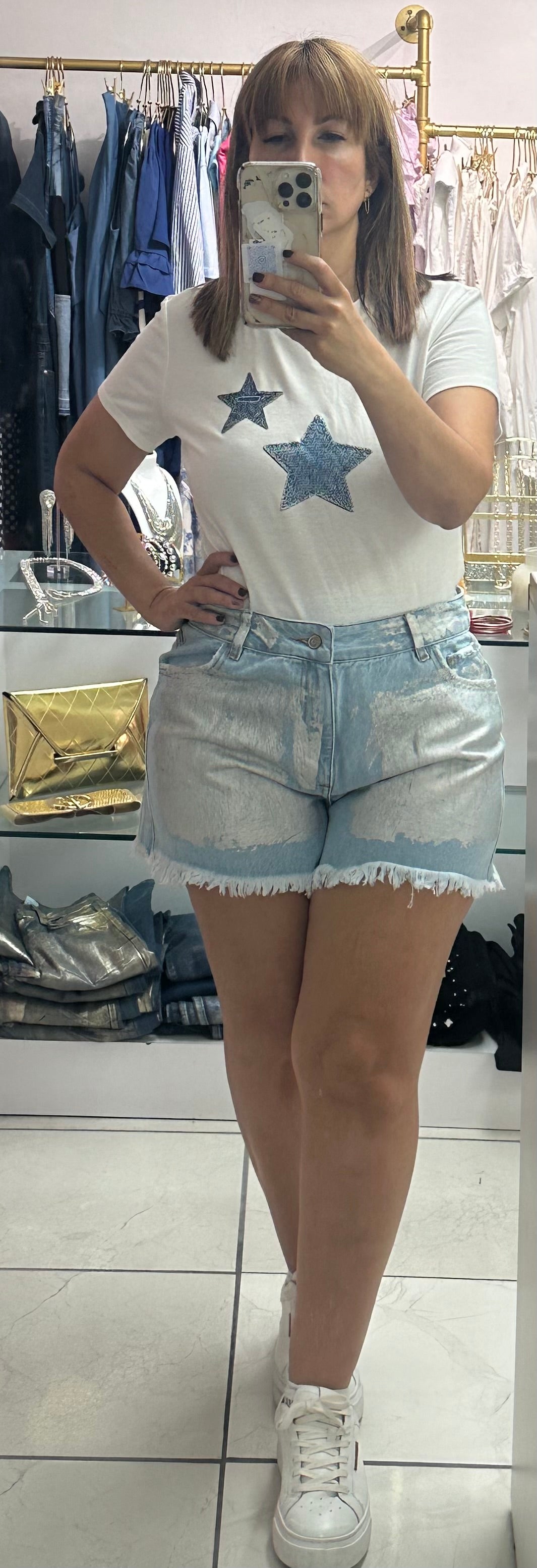 Denim & Silver Shorts