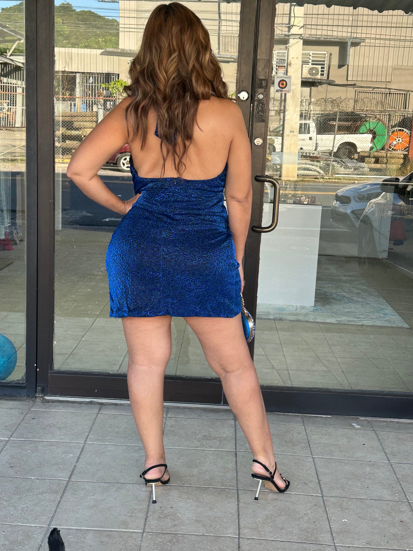 💙 Royal Shimmer Wrapped Mini Dress