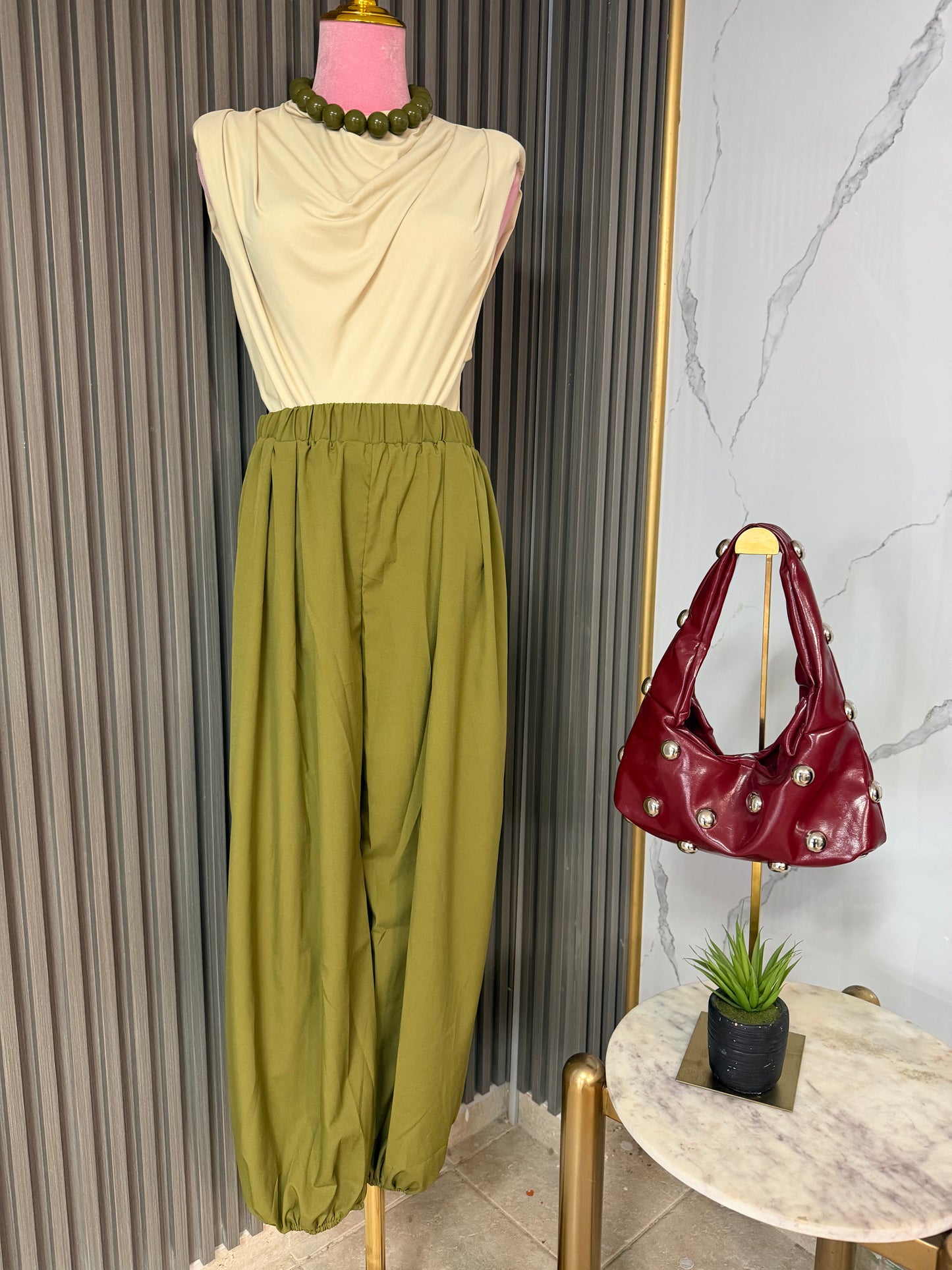 Olive Chic Jogger Pants Set