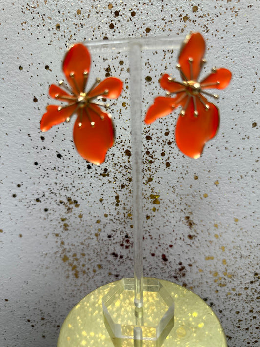 Orange Flowers Earings