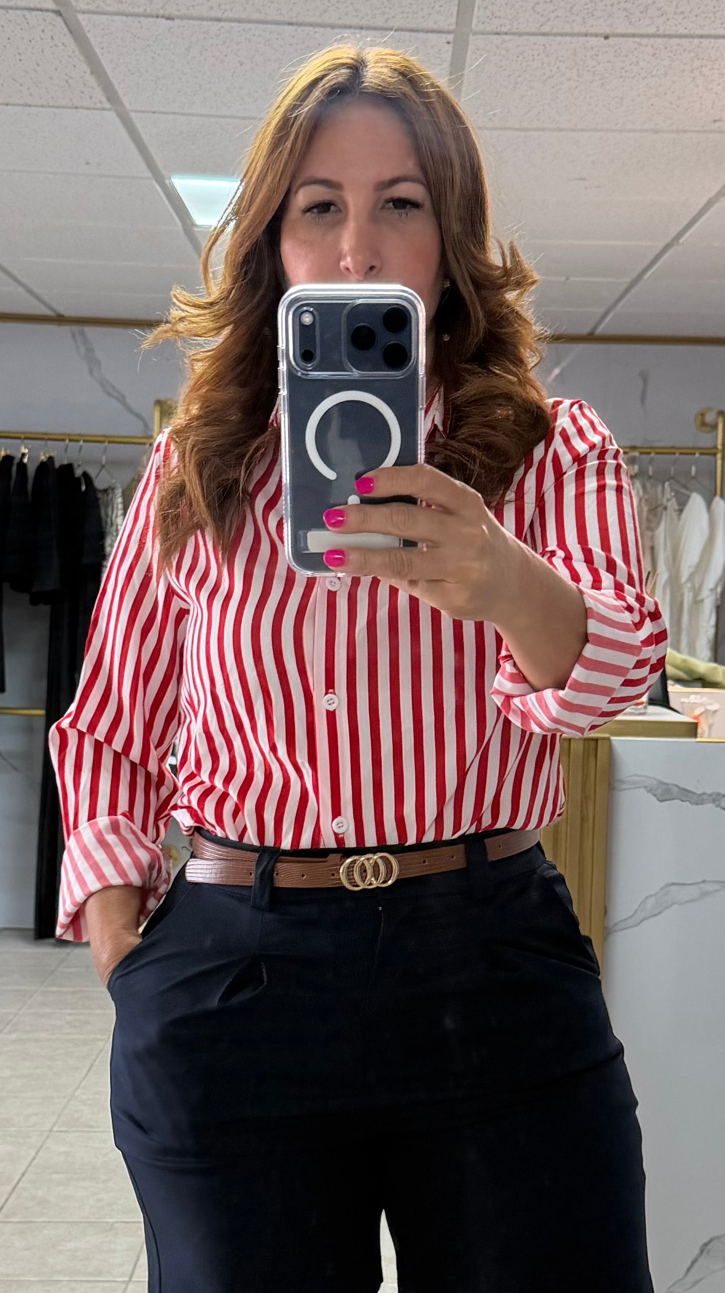 Candy Stripes Chic” Blouse-Blouse-Azure Boutique