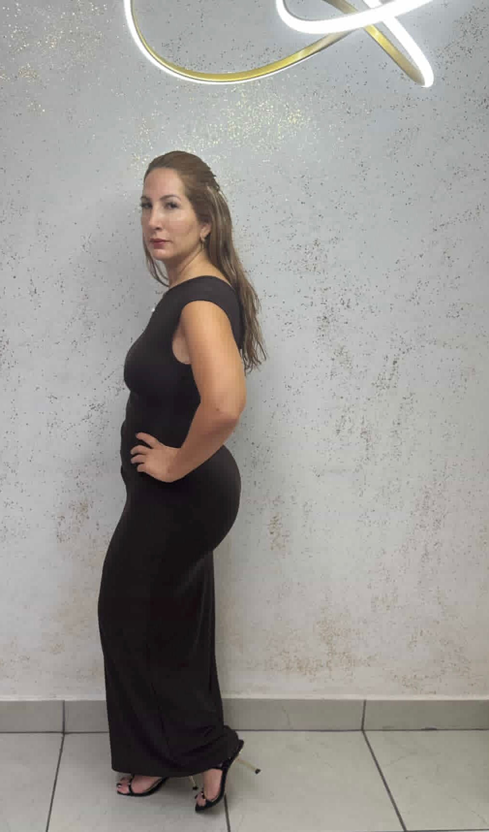 Timeless Grace: The One-Shoulder Dark-Brown Gown