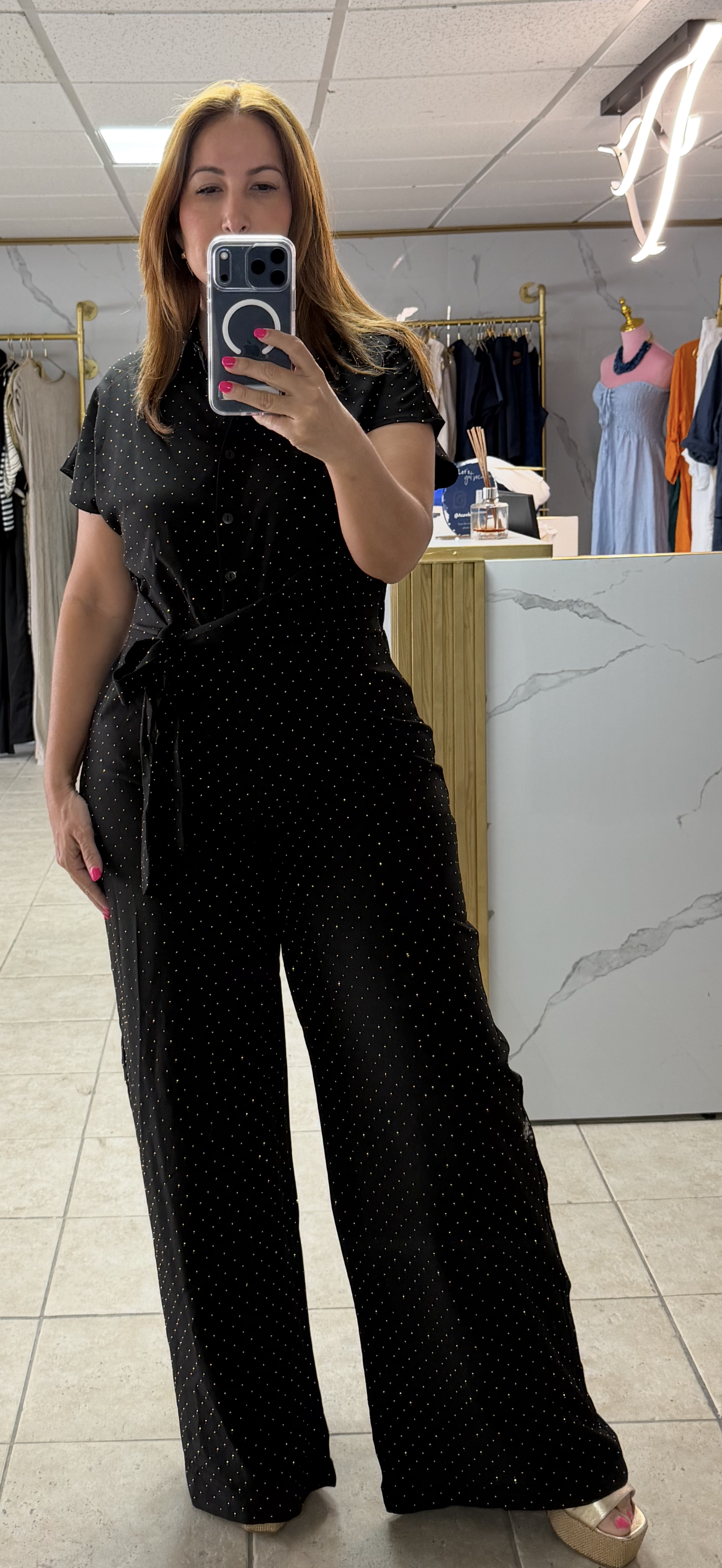 Golden Sparkle Wide-Leg Jumpsuit/Jumpsuit/Azure boutique