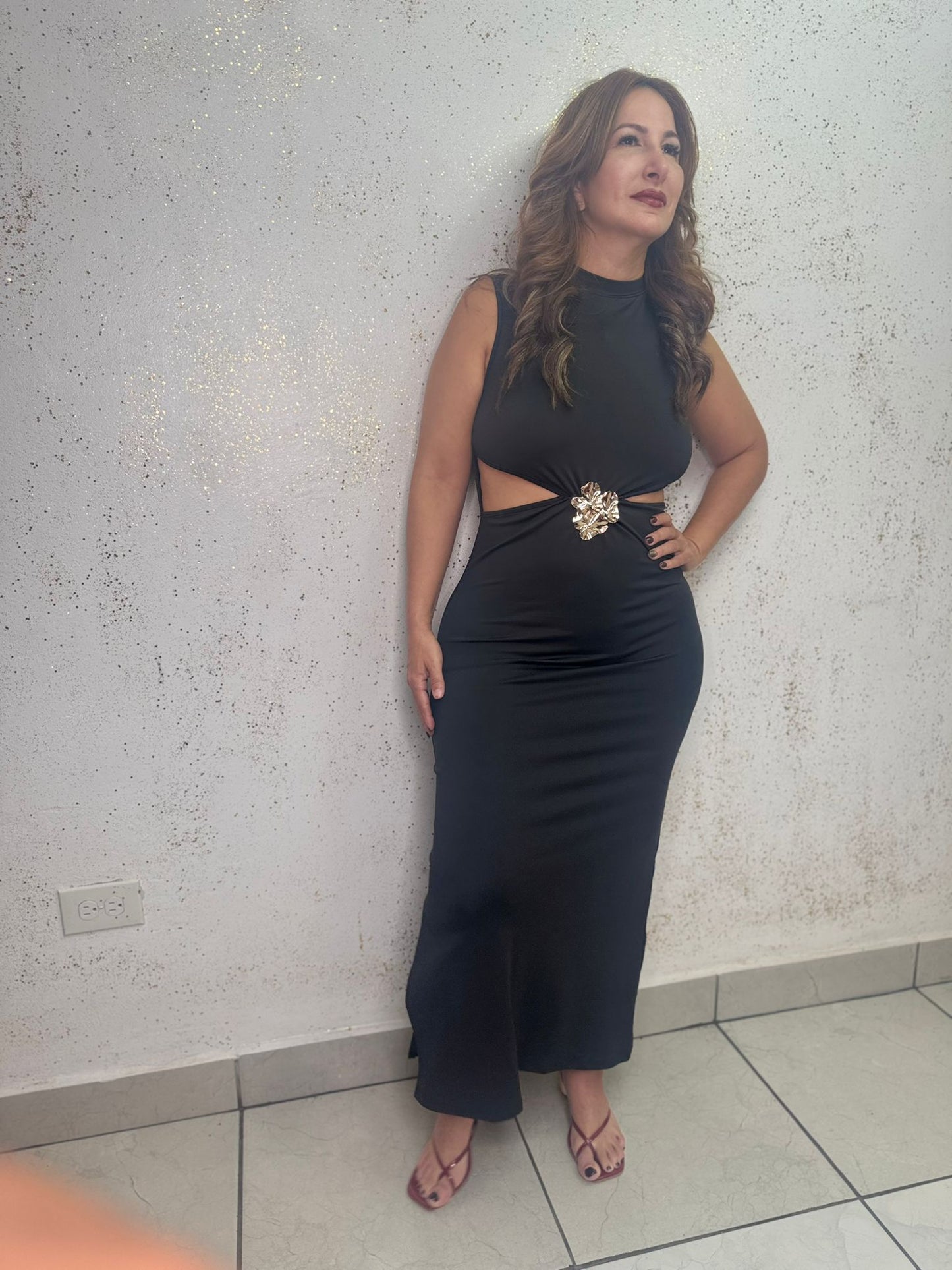 Black Dress with Golden Detail