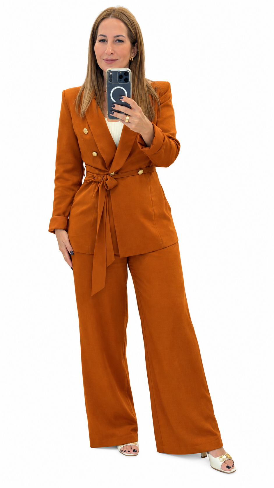 Cognac Elegance Tailored Set/Set/Azure Boutique