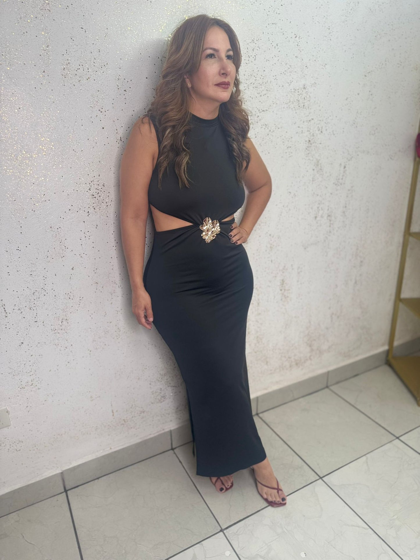 Black Dress with Golden Detail