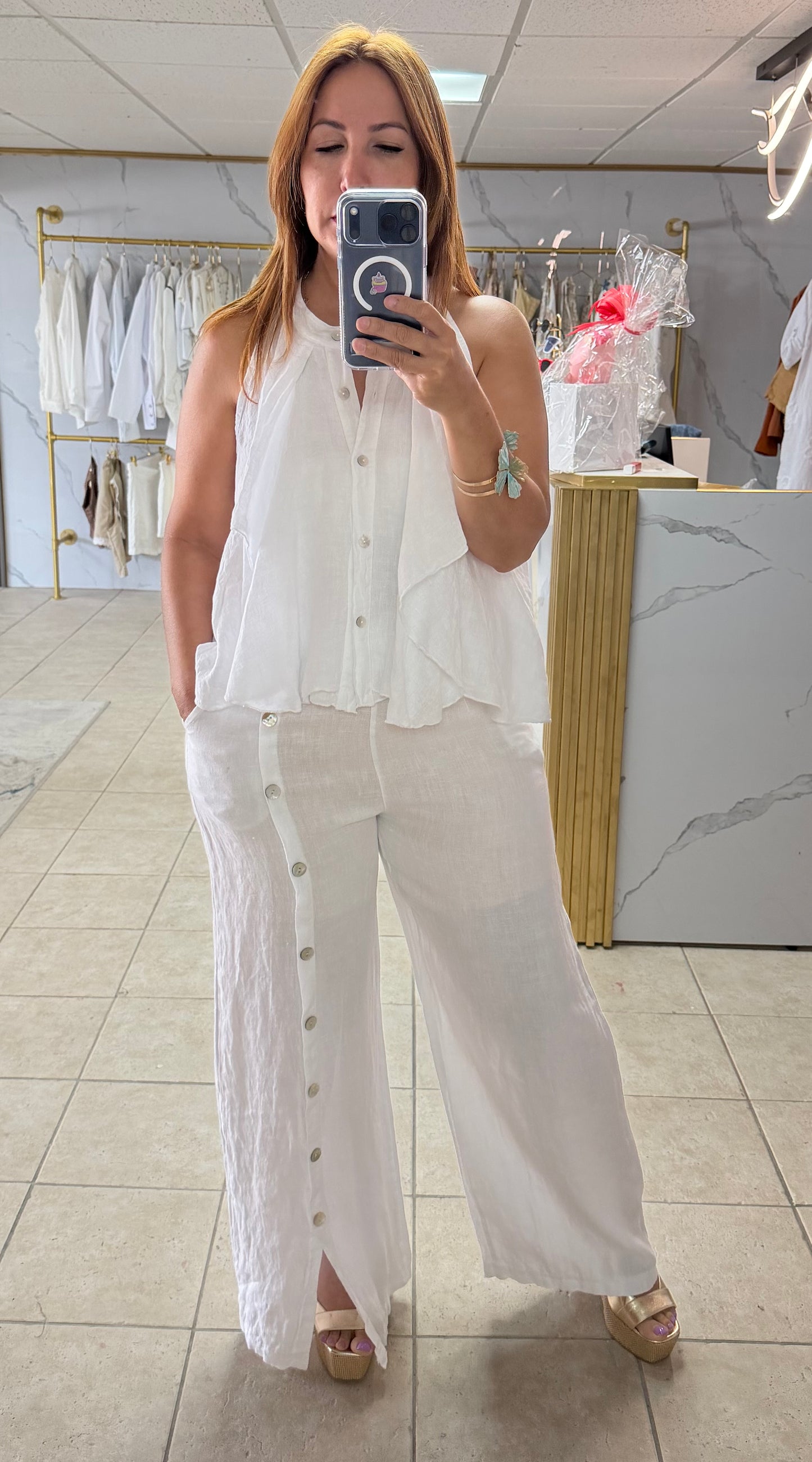 Genova White Pure Elegance Top & Pants Set/Set/Azure Boutique