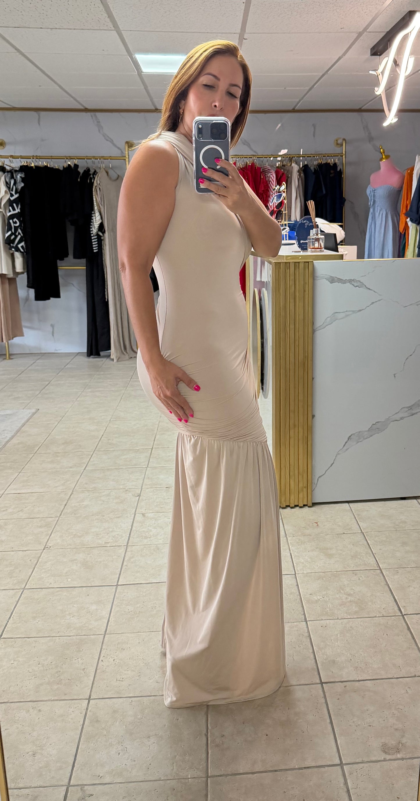 Elysian Elegance Ruched Asymmetrical Dress-Dress-Azure Boutique