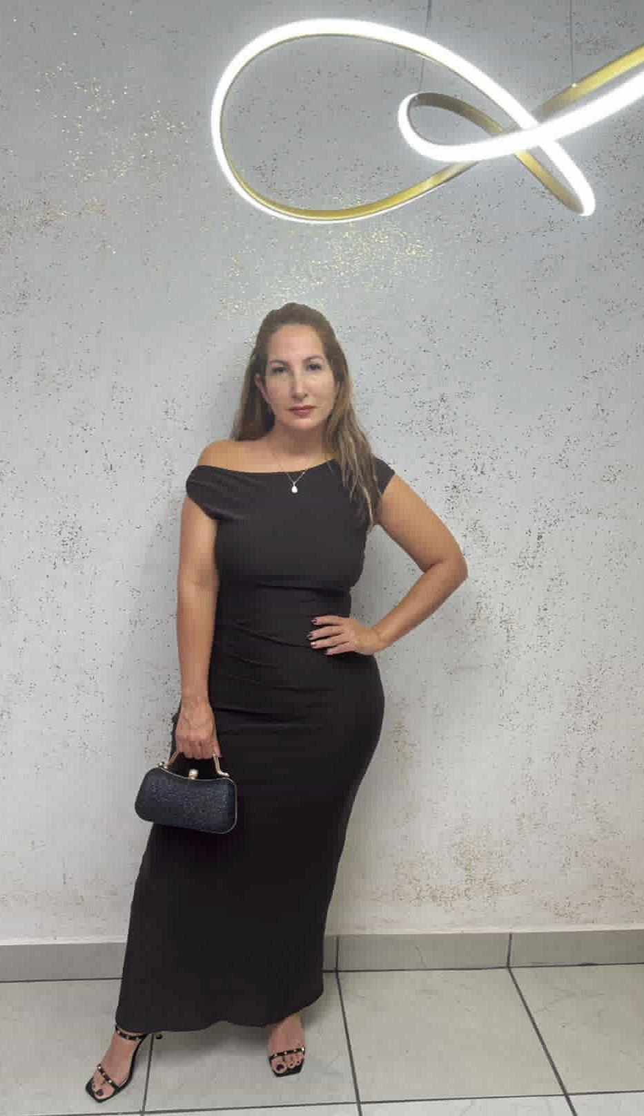 Timeless Grace: The One-Shoulder Dark-Brown Gown