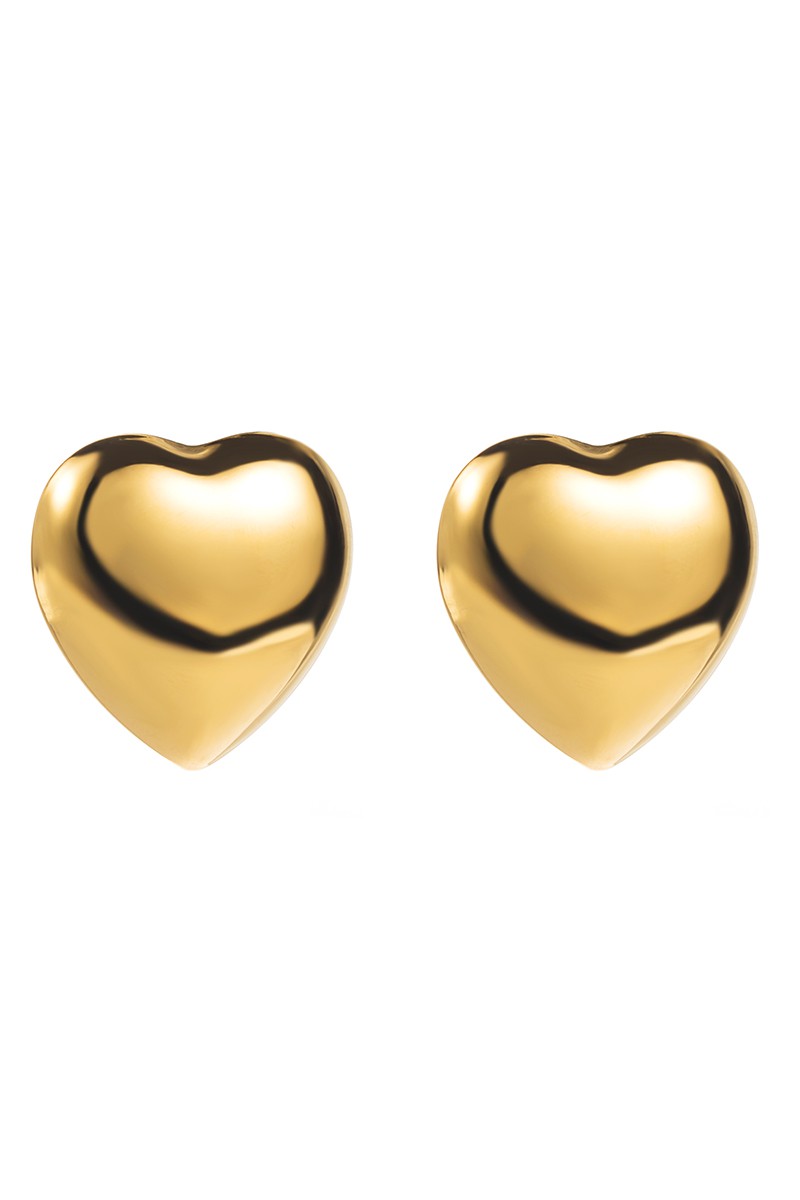 GOLD/SILVER STAINLESS STEEL HEART STUD EARRINGS