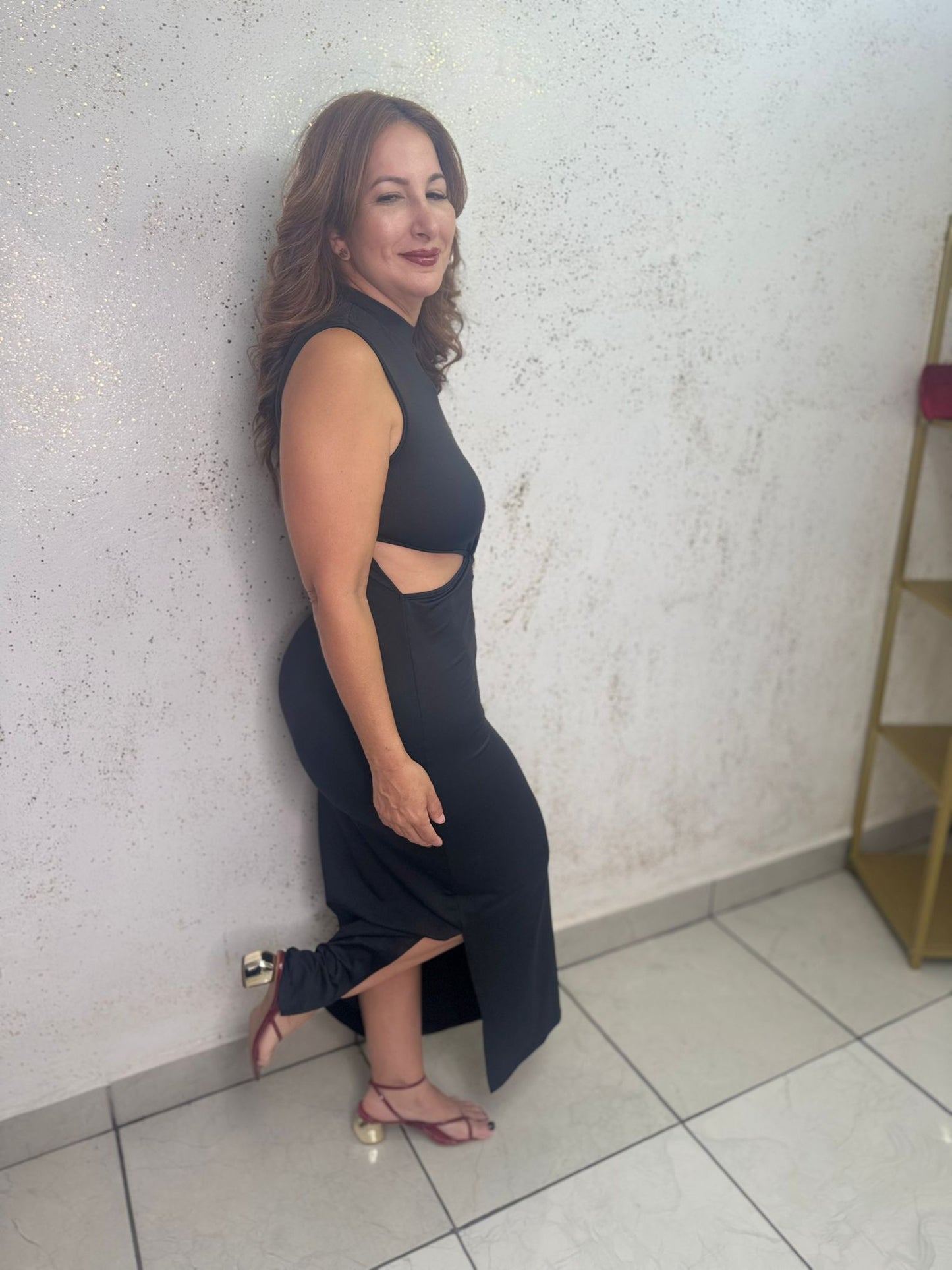 Black Dress with Golden Detail