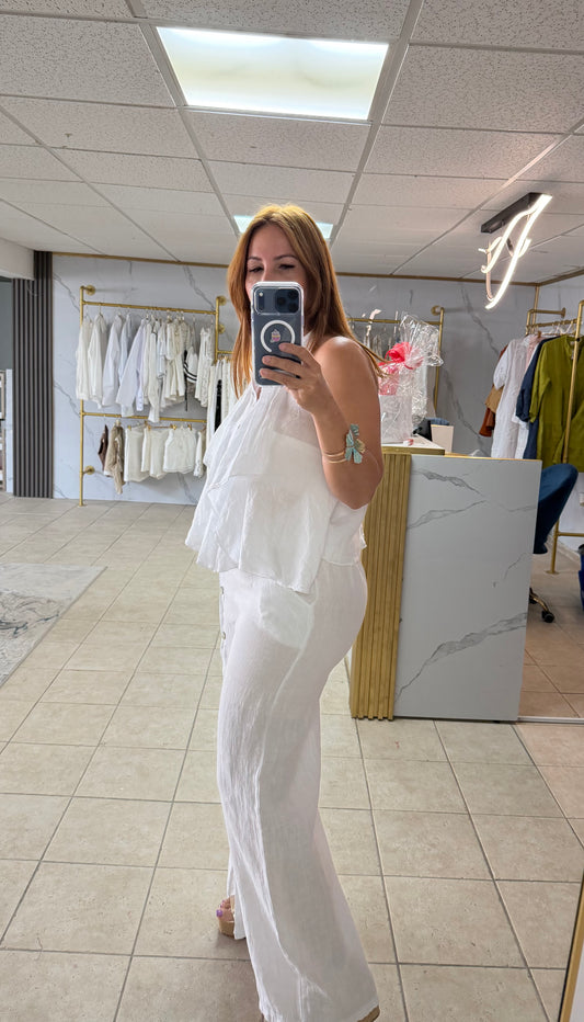 Genova White Pure Elegance Top & Pants Set/Set/Azure Boutique