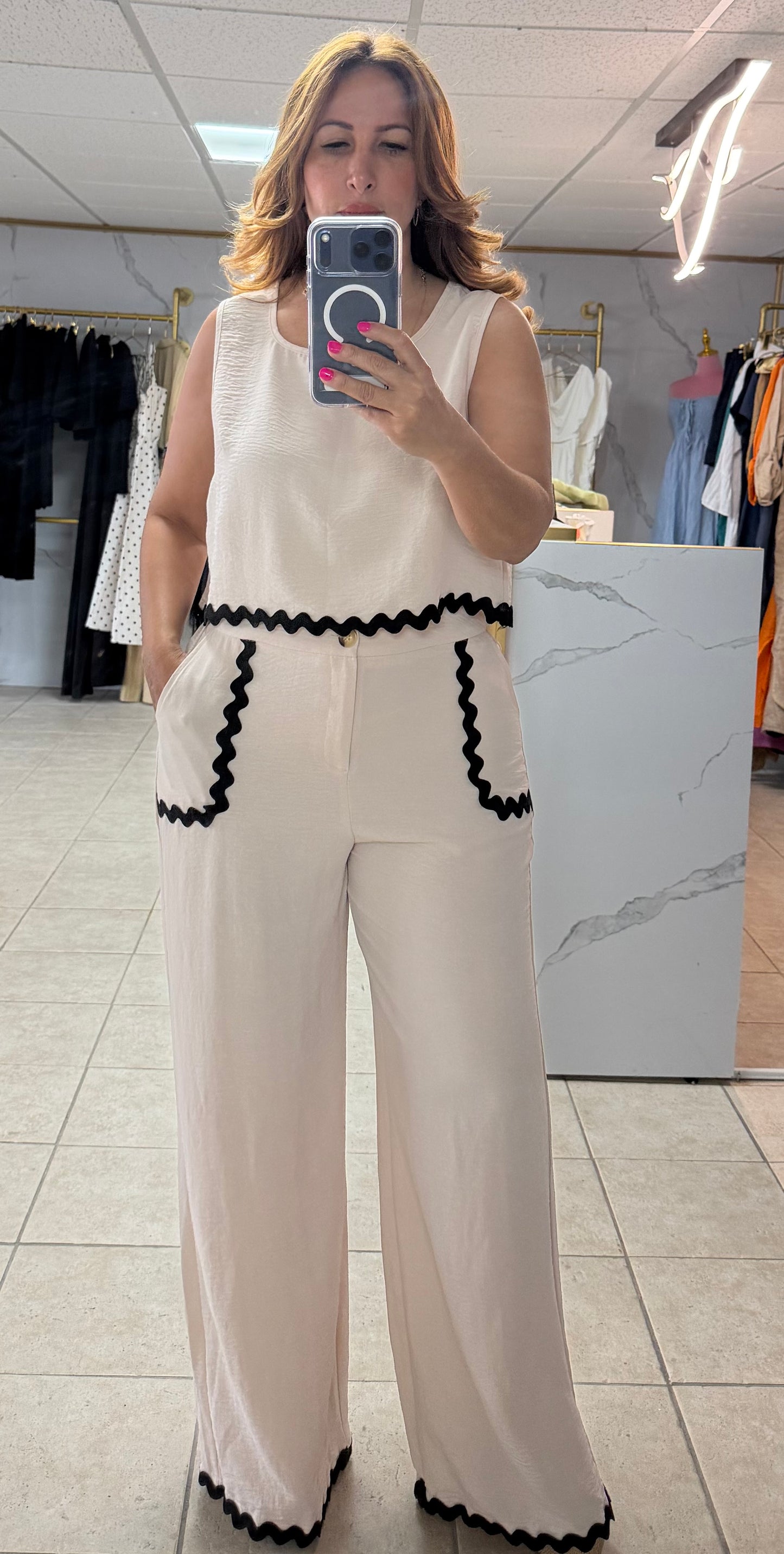 Venus Beige Top & Pants Set-Top & Pans Set-Azure Boutique