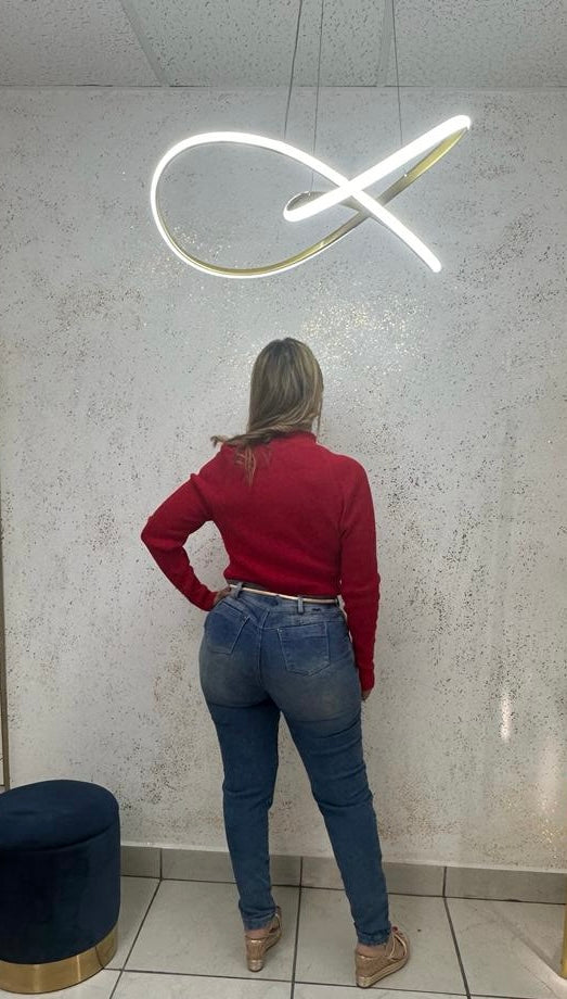 Stretch Jean with Red Flower