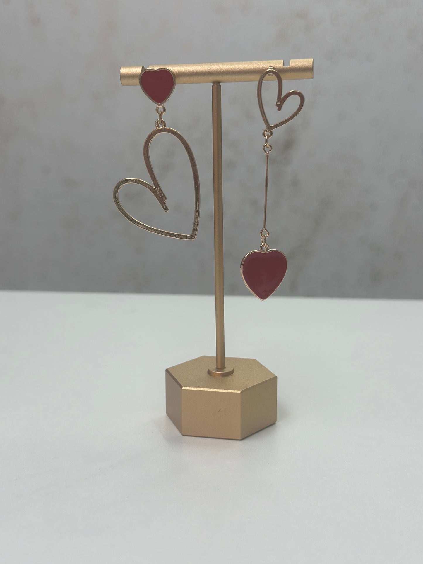 Earrings with Red Hearts