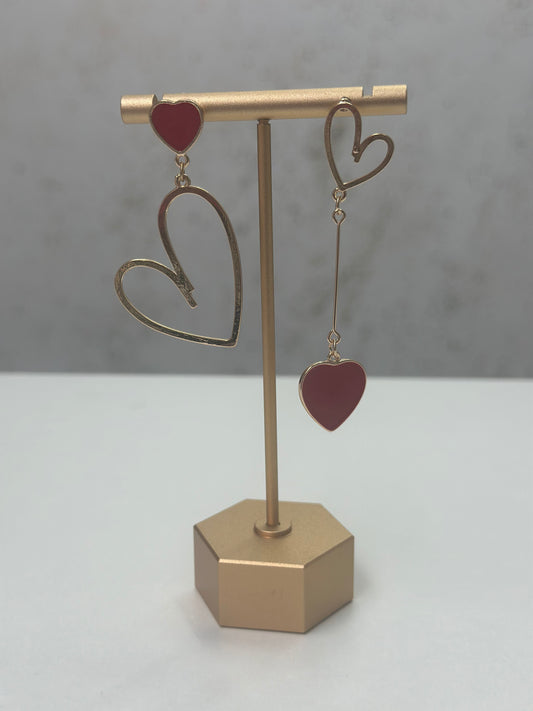 Earrings with Red Hearts