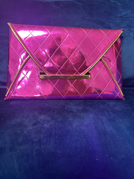 Fuchsia Glam Quilted Clutch