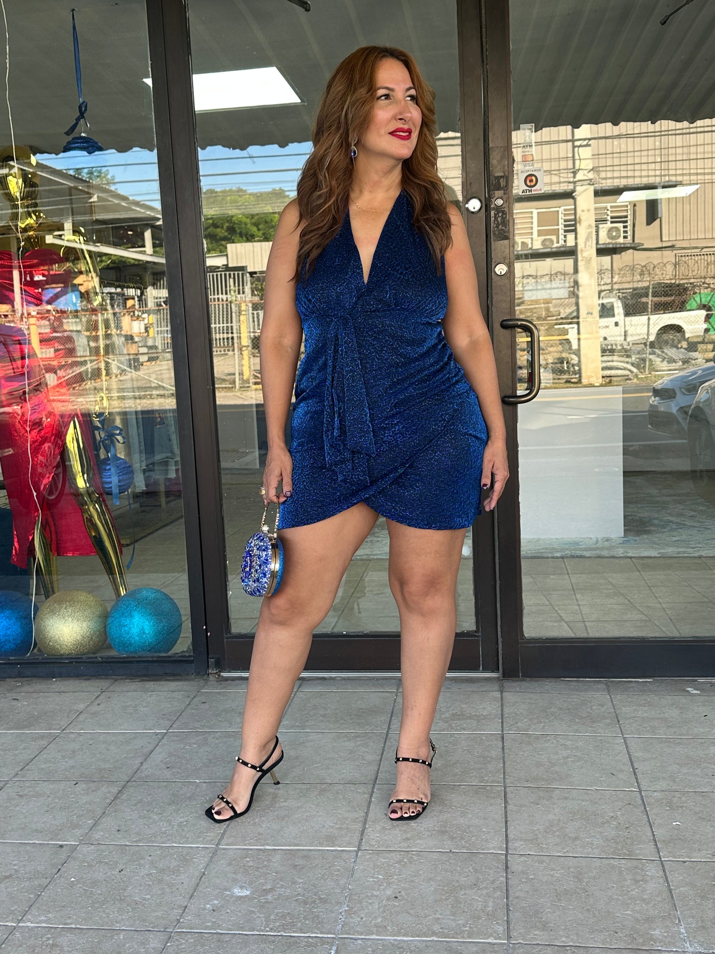 💙 Royal Shimmer Wrapped Mini Dress