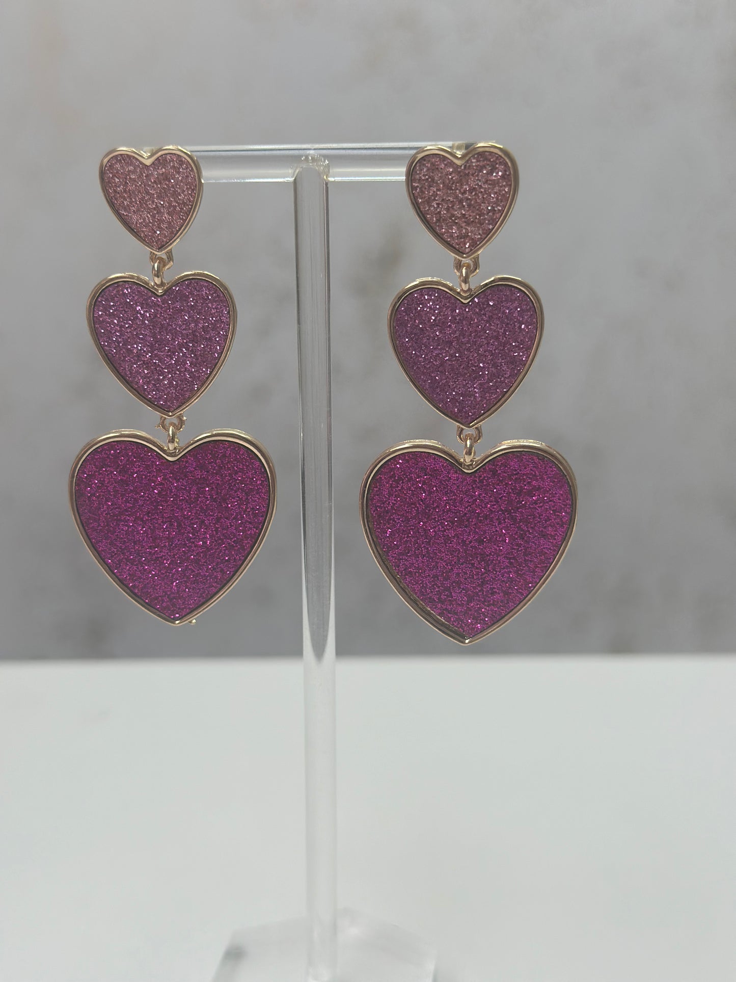 Earrings with Three Rose Hearts