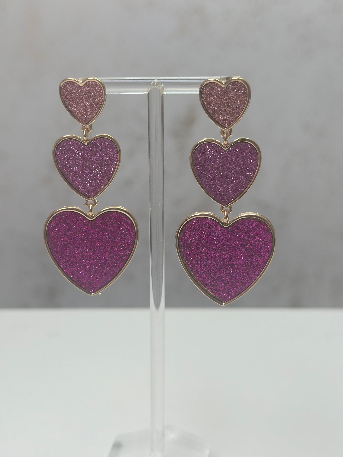 Earrings with Three Rose Hearts