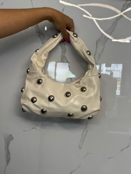 Ivory Luxe Studded Mini Hobo Bag-Bag-Azure Boutique
