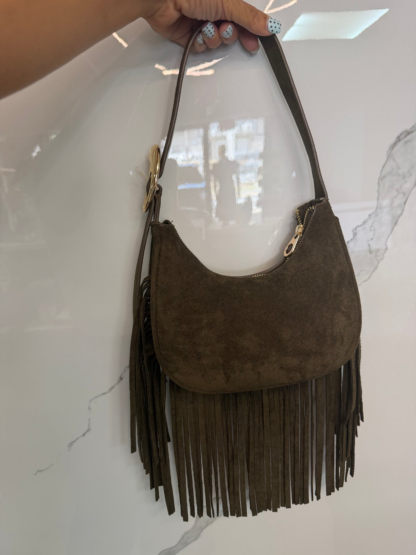 Desert Fringe Suede Shoulder Bag/Bag/Azure Boutique