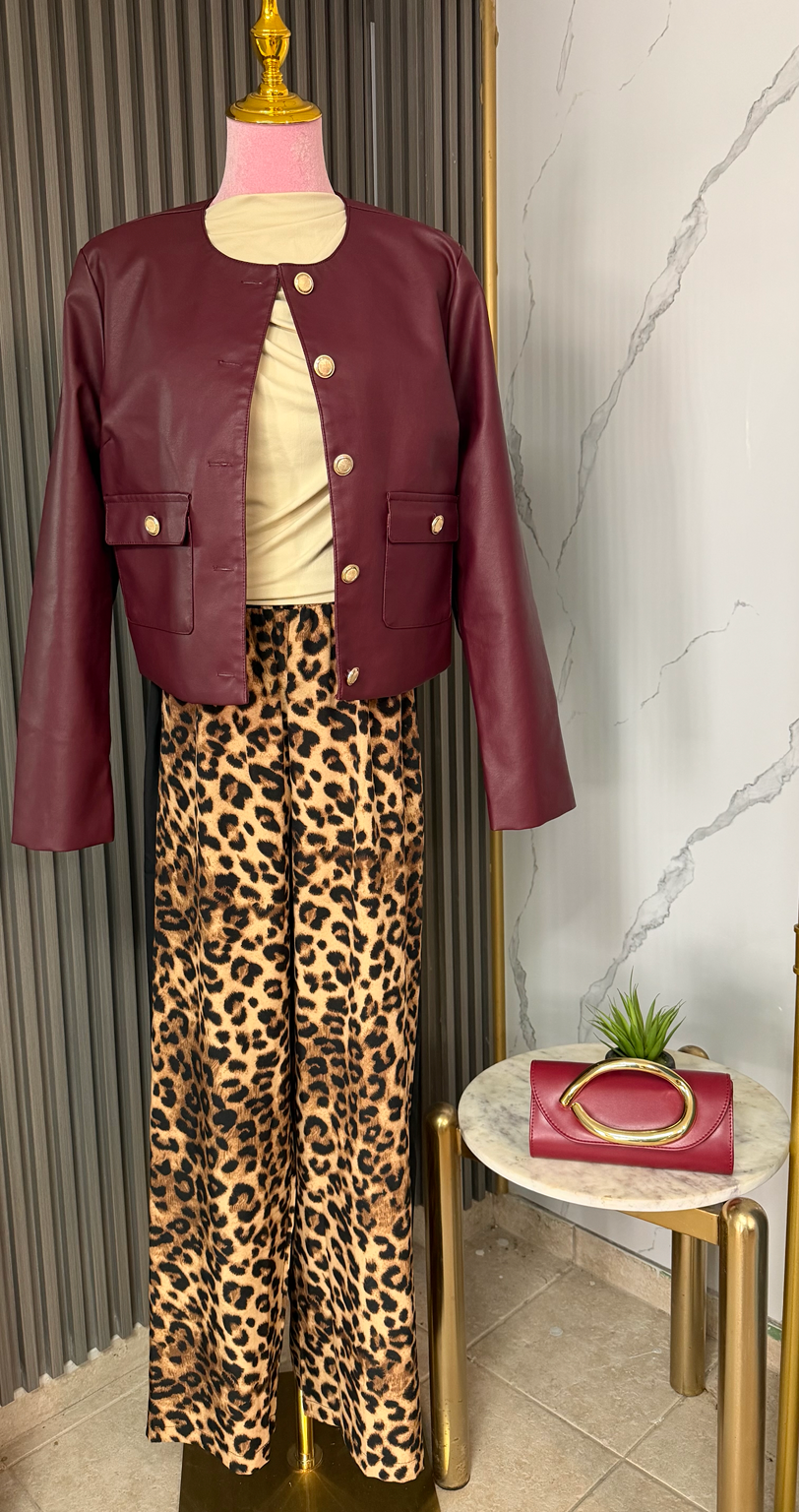 Burgundy Luxe Faux Leather Jacket/Jacket/Azure Boutique