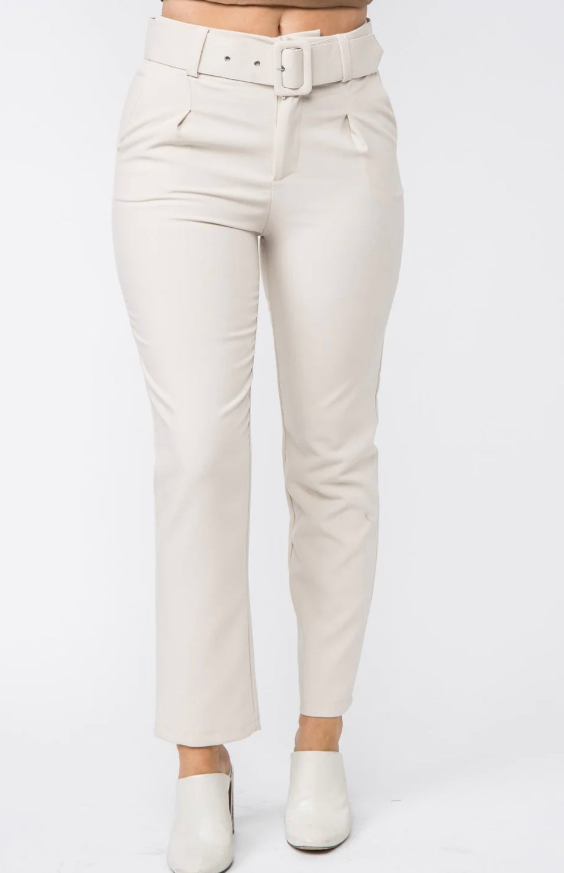 HIGH WAIST BELTED TROUSERS