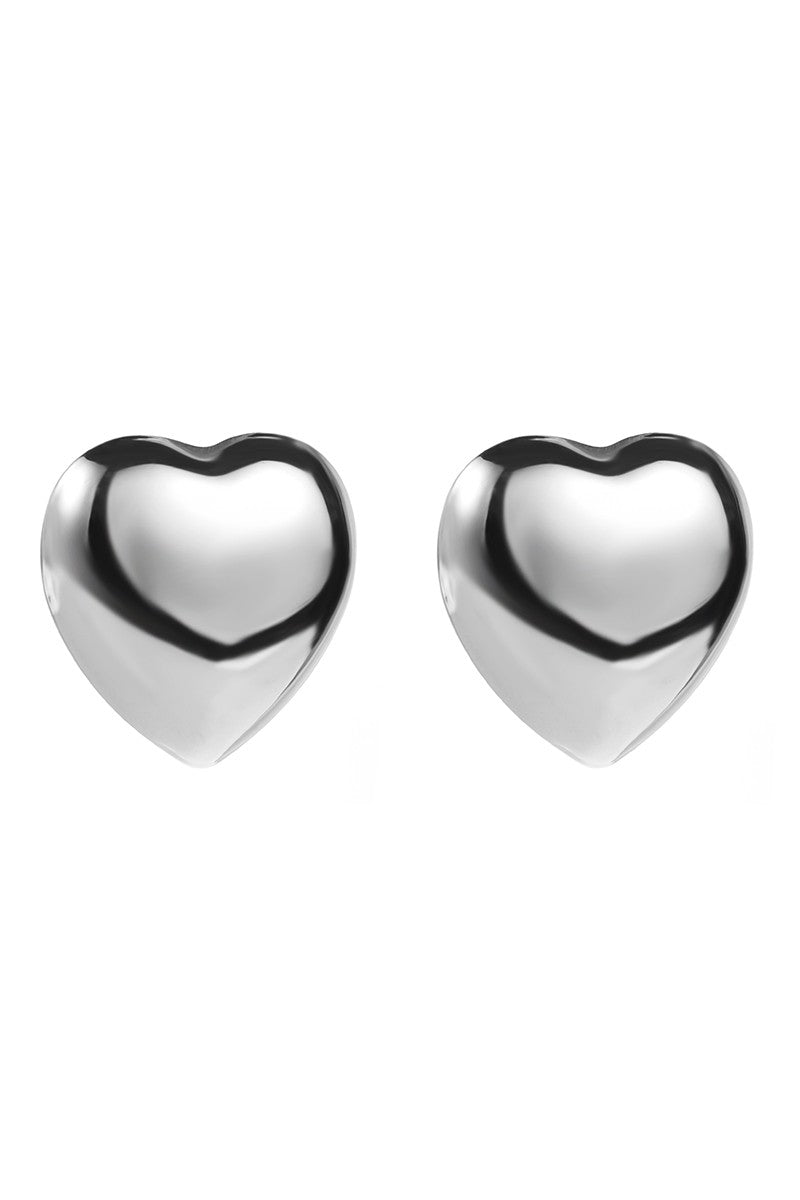 GOLD/SILVER STAINLESS STEEL HEART STUD EARRINGS