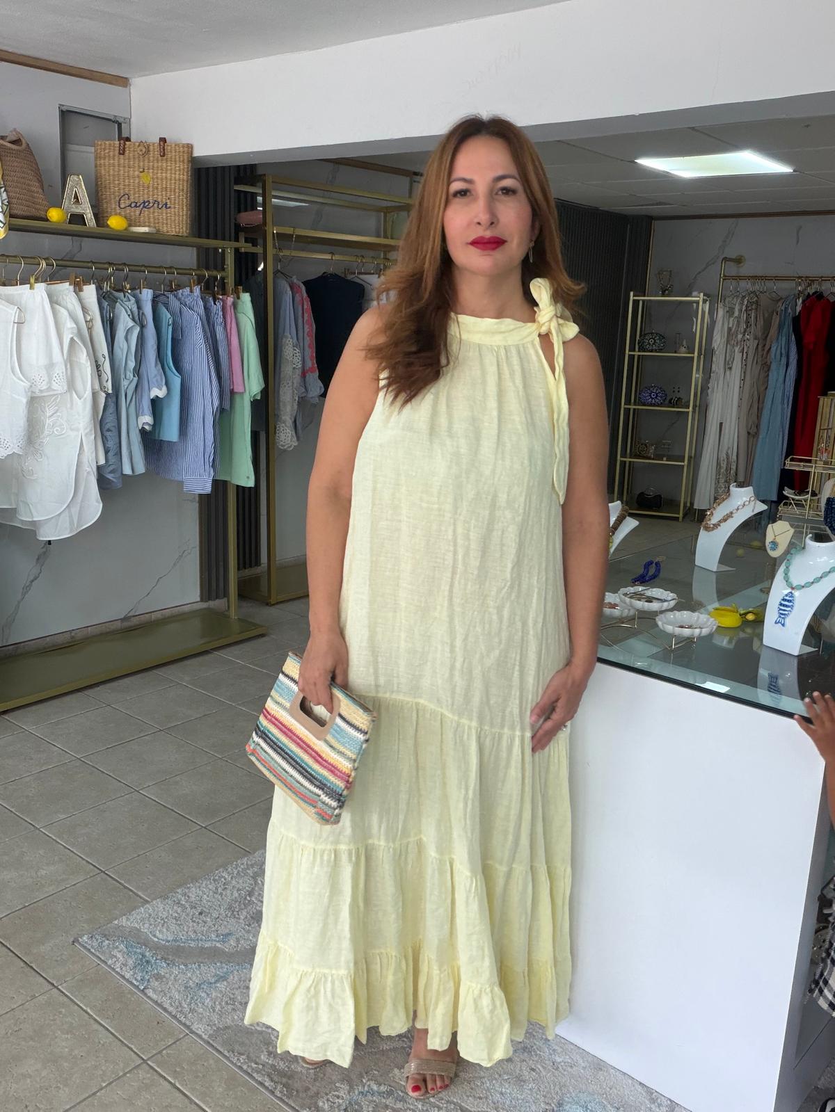 Vestido Maxi Amarillo en Lino