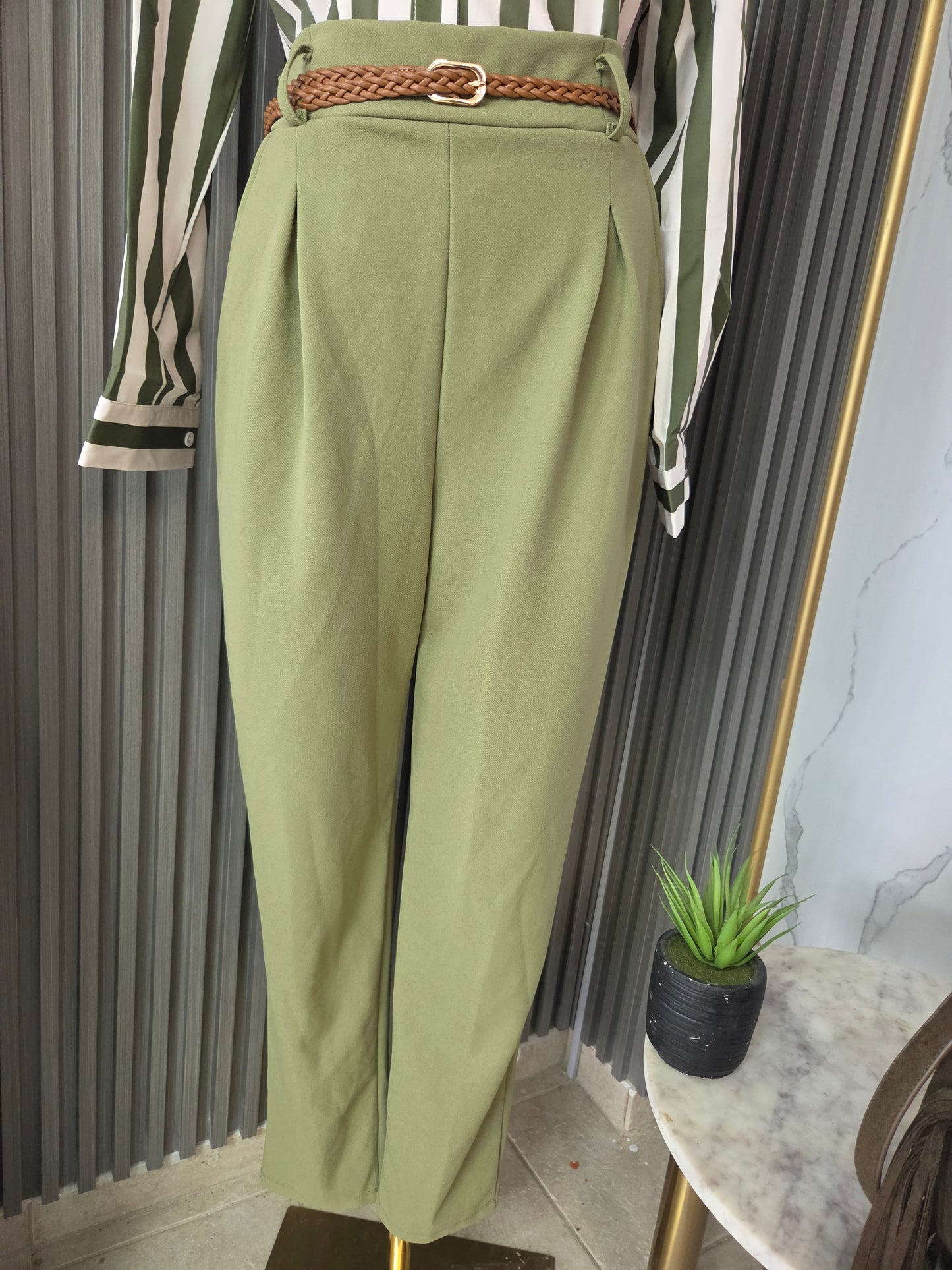Olive Luxe Wide-Leg Pants/Pants/Azure Boutique