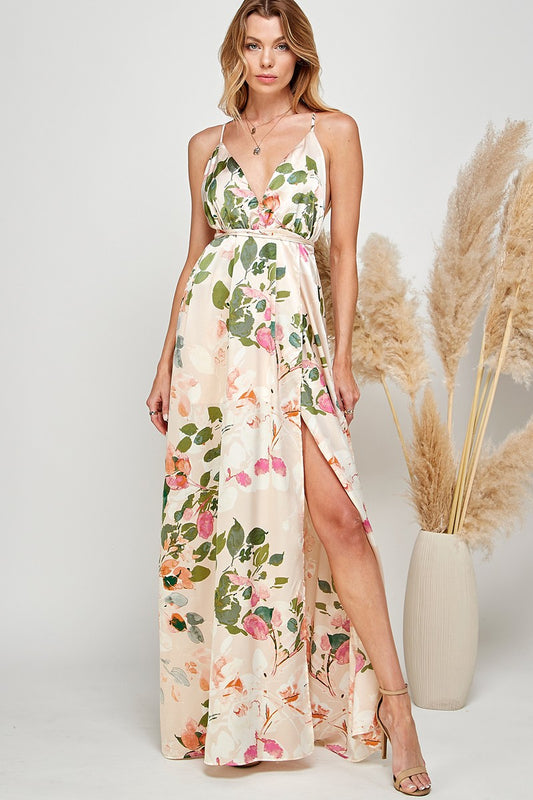 FLORAL PRINT HOLTER CAMI MAXI DRESS